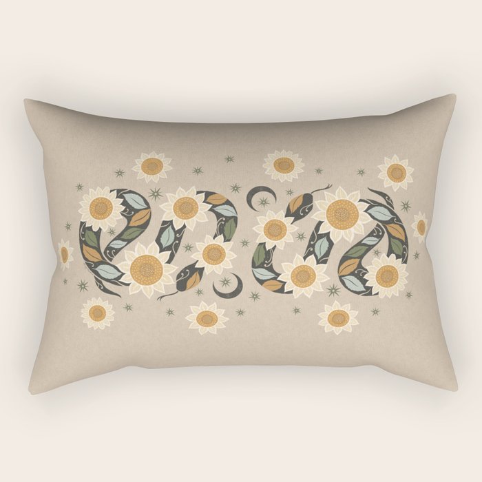 Snake and Sunflowers - Harvest Colors Rectangular Pillow Gallery Image 1