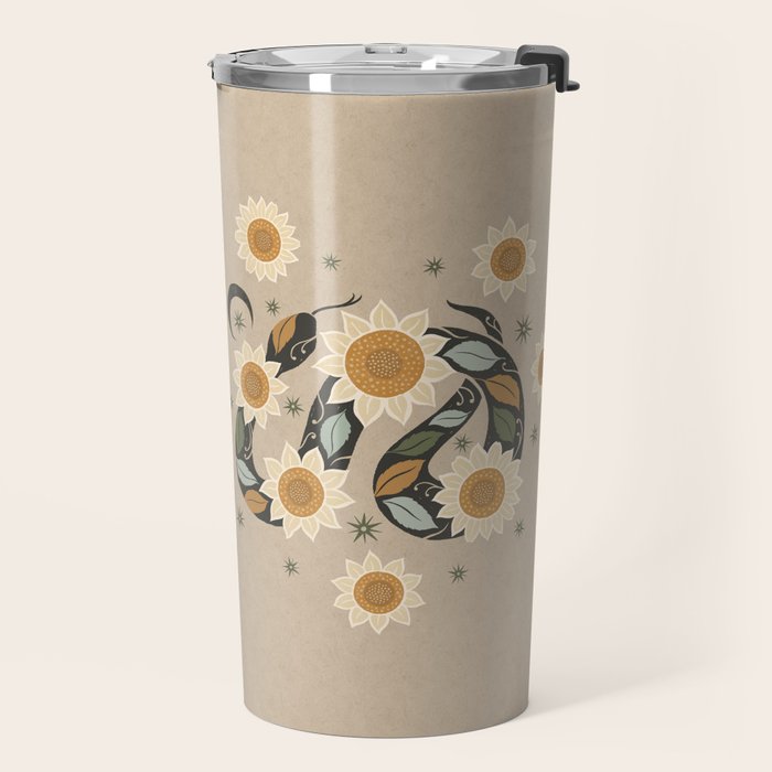 Snake and Sunflowers - Harvest Colors Travel Mug Gallery Image 2
