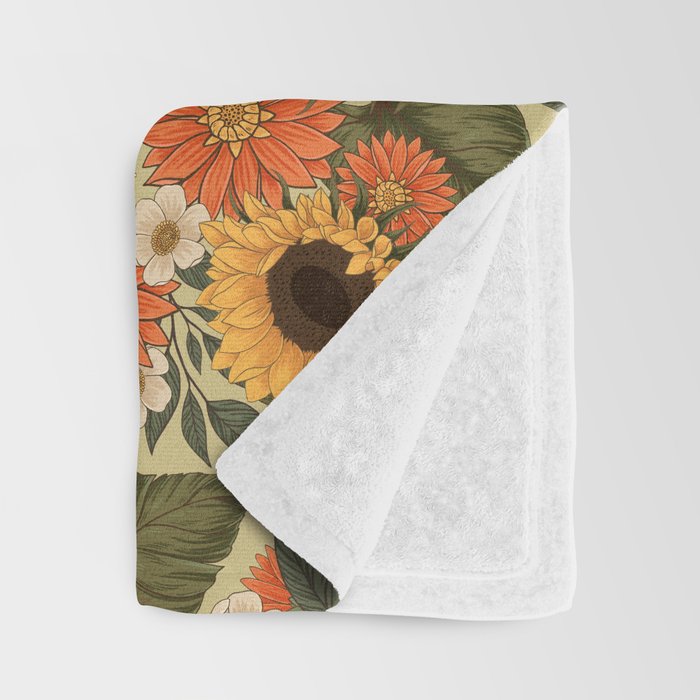 Sunflowers - Tranquill Green Throw Blanket Gallery Image 3