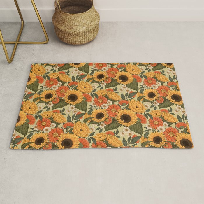 Sunflowers - Tranquill Green Rug Gallery Image 1