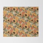 Sunflowers - Tranquill Green Throw Blanket Gallery Image 2
