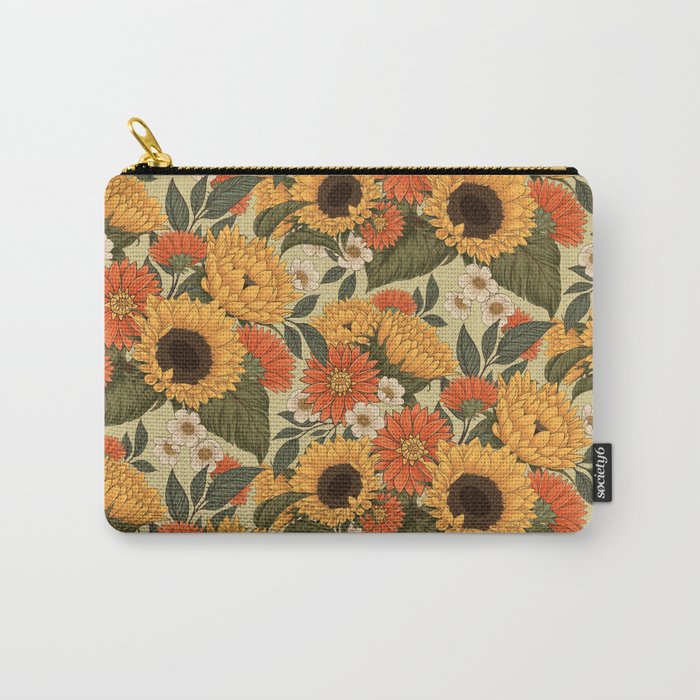 Sunflowers - Tranquill Green Carry All Pouch Gallery Image 1