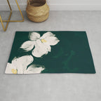 White Flowers On Green Rug Gallery Image 1