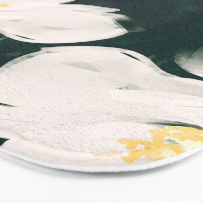 White Flowers On Green Bath Mat Gallery Image 3