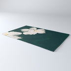 White Flowers On Green Rug Gallery Image 3