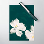 White Flowers On Green Wrapping Paper Gallery Image 1