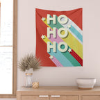 Ho Ho Ho Christmas typography Wall Tapestry Gallery Image 2