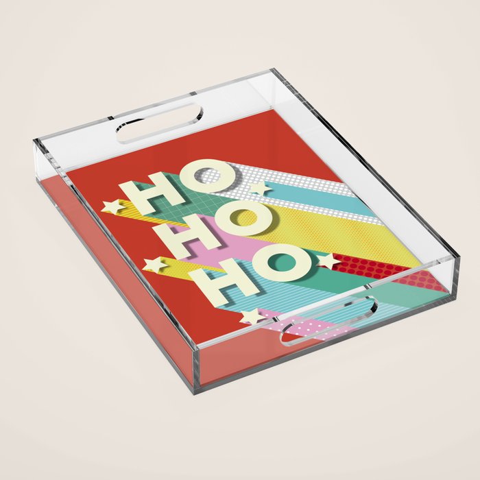 Ho Ho Ho Christmas typography Acrylic Tray Gallery Image 1