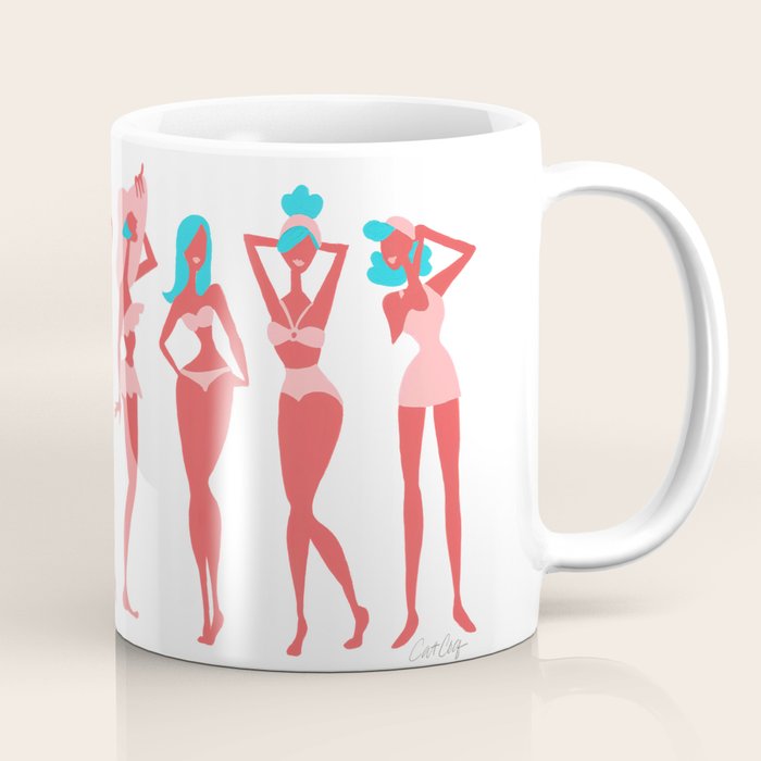 Beach Bombshells - Cyan & Coral Palette Coffee Mug Gallery Image 1