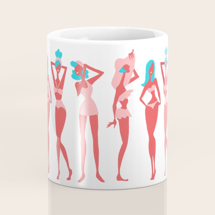 Beach Bombshells - Cyan & Coral Palette Coffee Mug Gallery Image 4