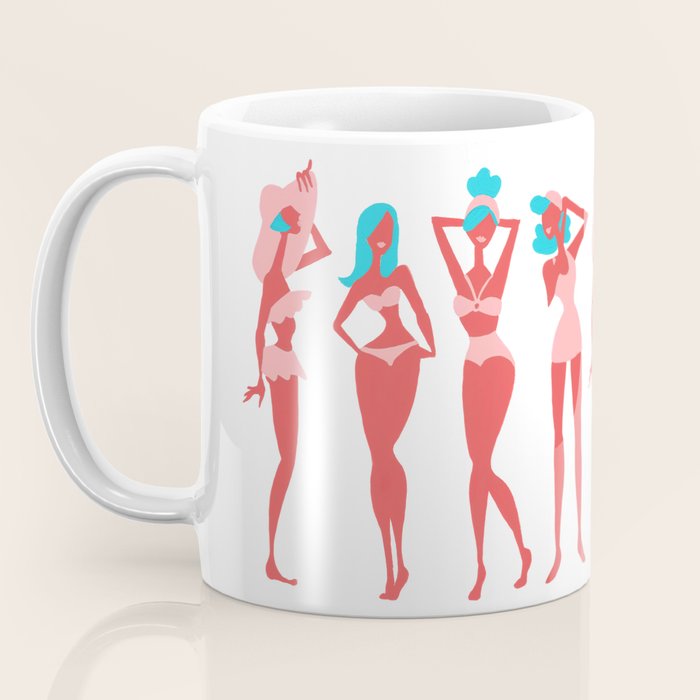 Beach Bombshells - Cyan & Coral Palette Coffee Mug Gallery Image 3