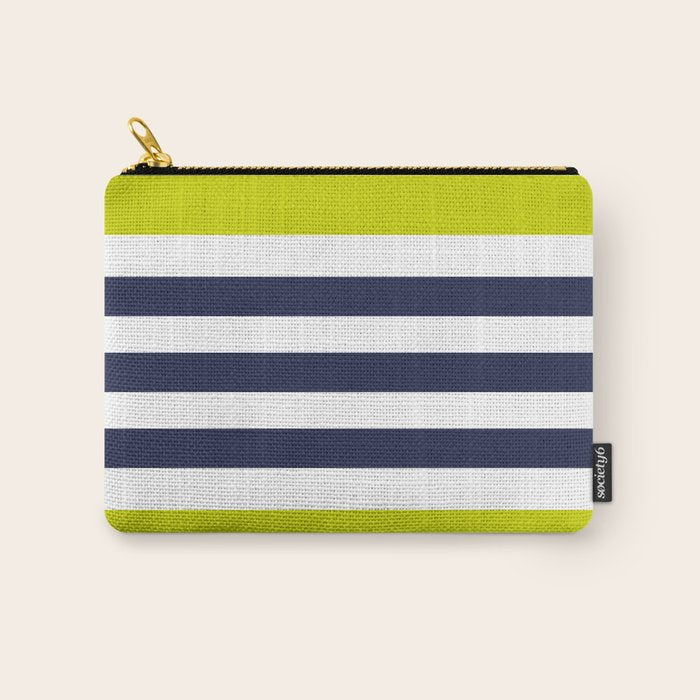 Modern Classy Navy Blue Lime Green STRIPES Carry All Pouch Gallery Image 1