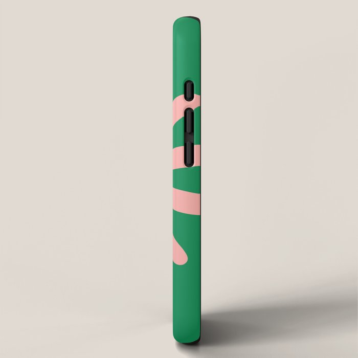 Big Daisy Retro Minimalism in Pink and Bright Green iPhone Case Gallery Image 2