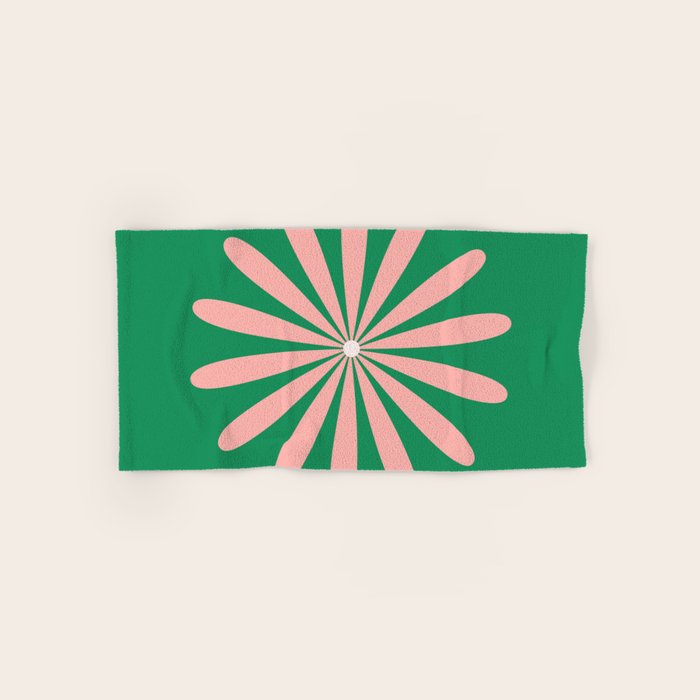 Big Daisy Retro Minimalism in Pink and Bright Green Bath Towel Gallery Image 1
