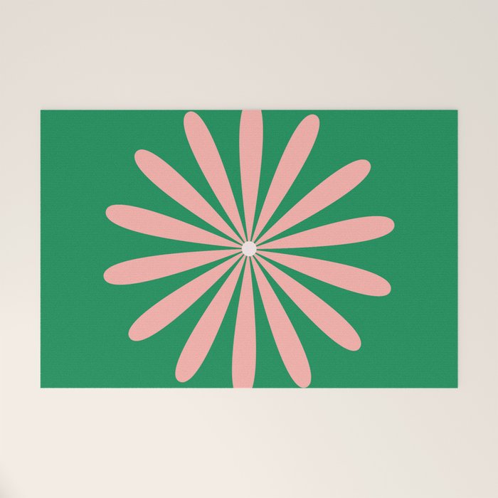 Big Daisy Retro Minimalism in Pink and Bright Green Welcome Mat Gallery Image 1