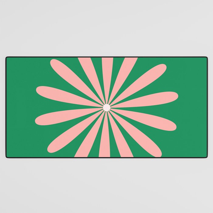 Big Daisy Retro Minimalism in Pink and Bright Green Desk Mat Gallery Image 3