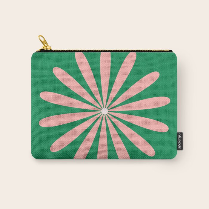 Big Daisy Retro Minimalism in Pink and Bright Green Carry All Pouch Gallery Image 1