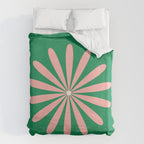 Big Daisy Retro Minimalism in Pink and Bright Green Duvet Cover Gallery Image 6