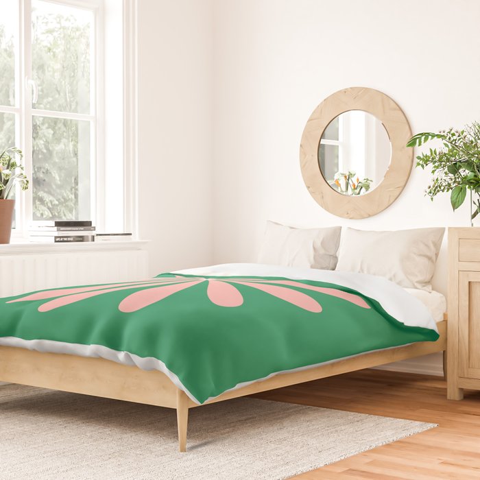 Big Daisy Retro Minimalism in Pink and Bright Green Duvet Cover Gallery Image 2