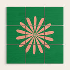Big Daisy Retro Minimalism in Pink and Bright Green Wood Wall Art Gallery Image 1