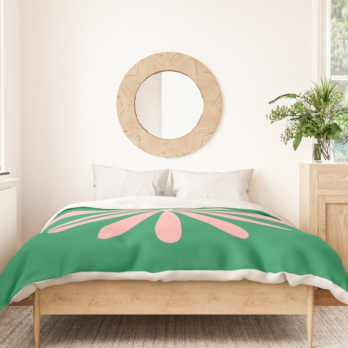 Big Daisy Retro Minimalism in Pink and Bright Green Duvet Cover Gallery Image 3