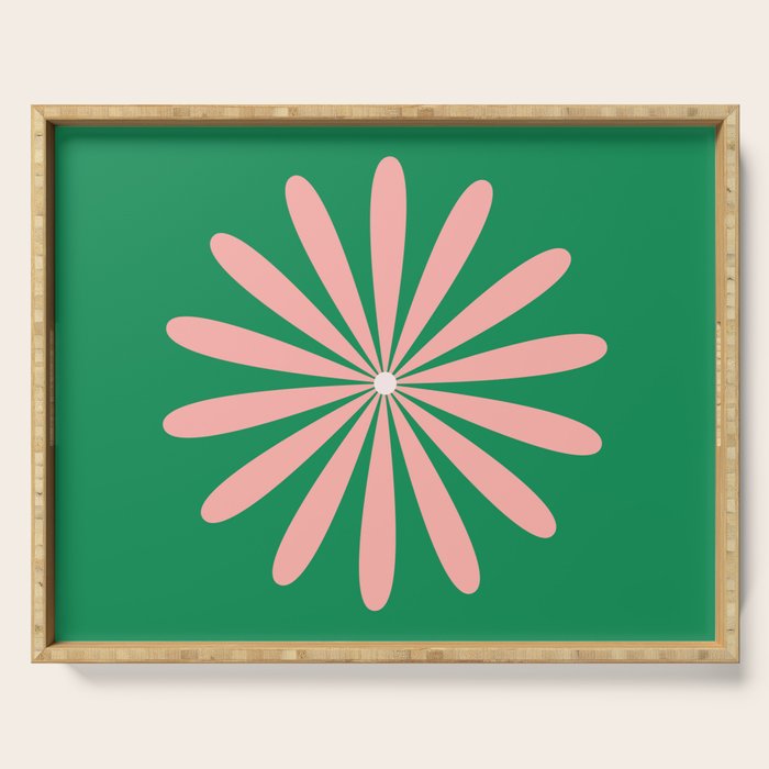 Big Daisy Retro Minimalism in Pink and Bright Green Serving Tray Gallery Image 1
