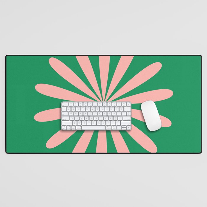 Big Daisy Retro Minimalism in Pink and Bright Green Desk Mat Gallery Image 1