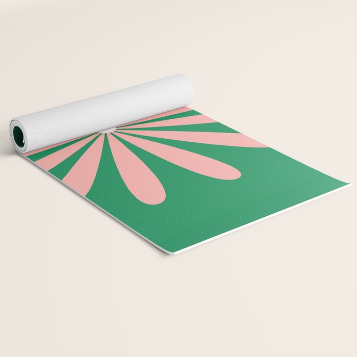 Big Daisy Retro Minimalism in Pink and Bright Green Yoga Mat Gallery Image 2