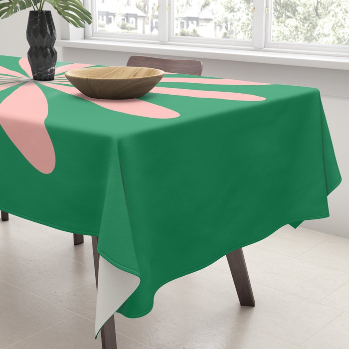 Big Daisy Retro Minimalism in Pink and Bright Green Tablecloth Gallery Image 3
