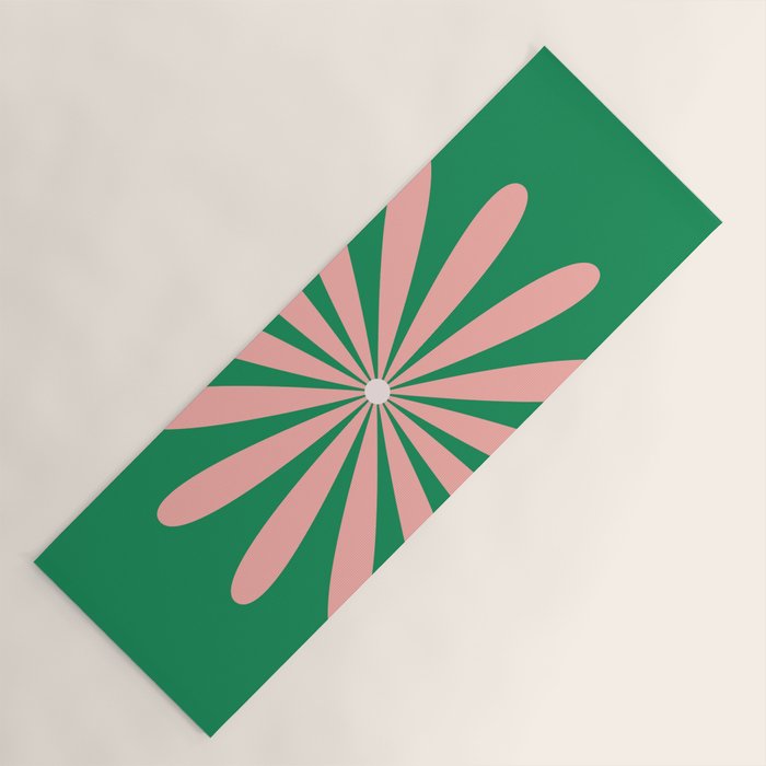 Big Daisy Retro Minimalism in Pink and Bright Green Yoga Mat Gallery Image 1