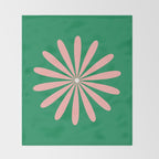 Big Daisy Retro Minimalism in Pink and Bright Green Throw Blanket Gallery Image 2