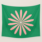 Big Daisy Retro Minimalism in Pink and Bright Green Wall Tapestry Gallery Image 4