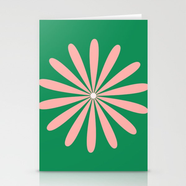 Big Daisy Retro Minimalism in Pink and Bright Green Stationery Card Gallery Image 2