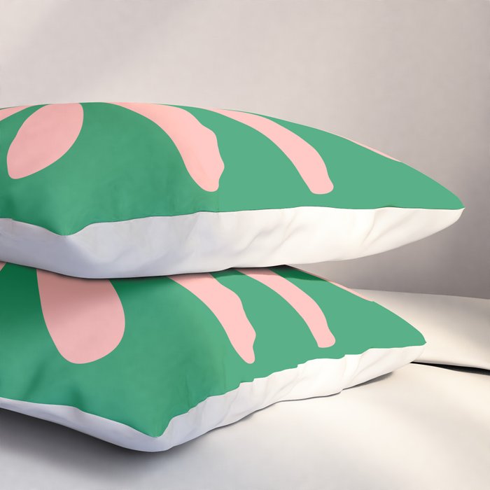 Big Daisy Retro Minimalism in Pink and Bright Green Pillow Sham Gallery Image 3
