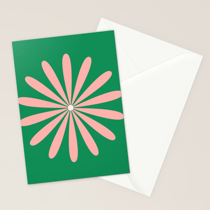 Big Daisy Retro Minimalism in Pink and Bright Green Stationery Card Gallery Image 2