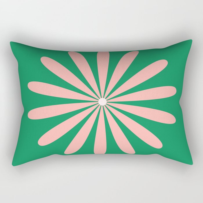 Big Daisy Retro Minimalism in Pink and Bright Green Rectangular Pillow Gallery Image 1