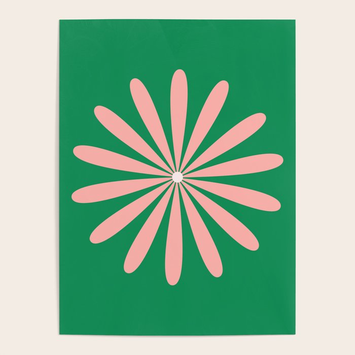 Big Daisy Retro Minimalism in Pink and Bright Green Poster Gallery Image 4