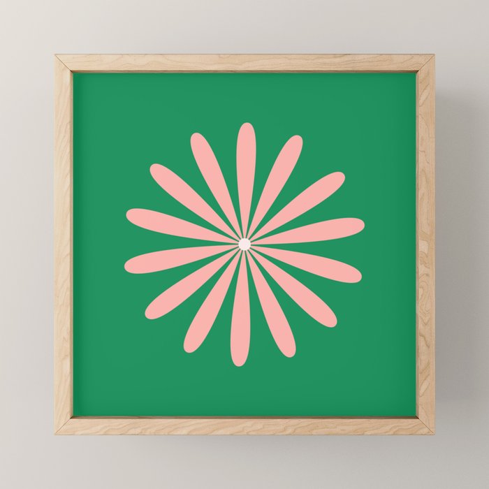 Big Daisy Retro Minimalism in Pink and Bright Green Mini Art Print Gallery Image 1
