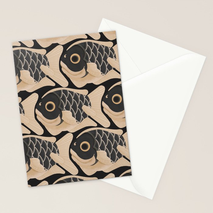 Japanese Koi Fish Pattern Stationery Card Gallery Image 2