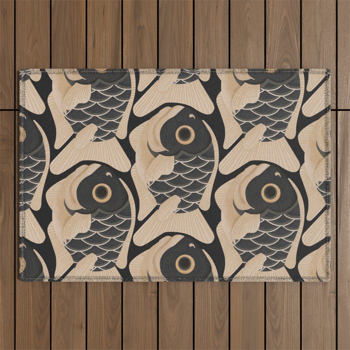 Japanese Koi Fish Pattern Outdoor Rug Gallery Image 1