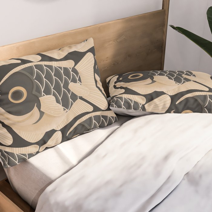 Japanese Koi Fish Pattern Pillow Sham Gallery Image 2