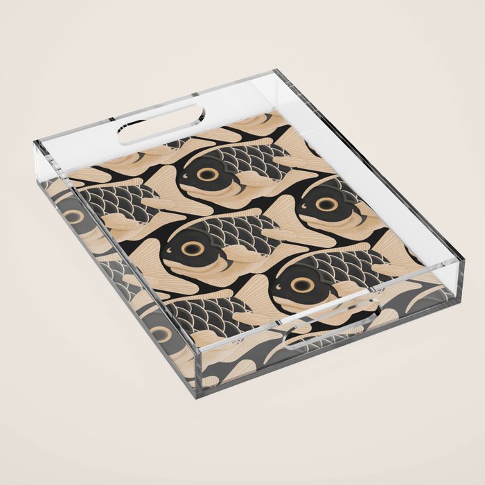 Japanese Koi Fish Pattern Acrylic Tray Gallery Image 1