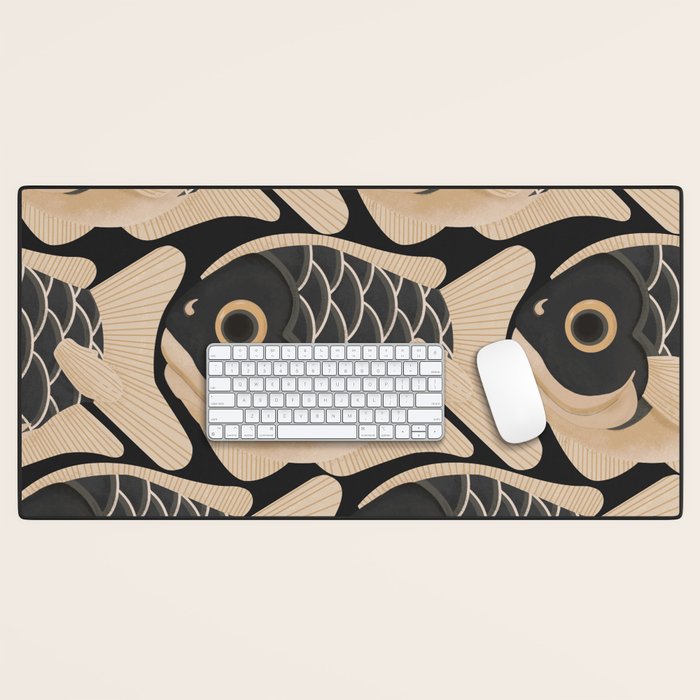 Japanese Koi Fish Pattern Desk Mat Gallery Image 1