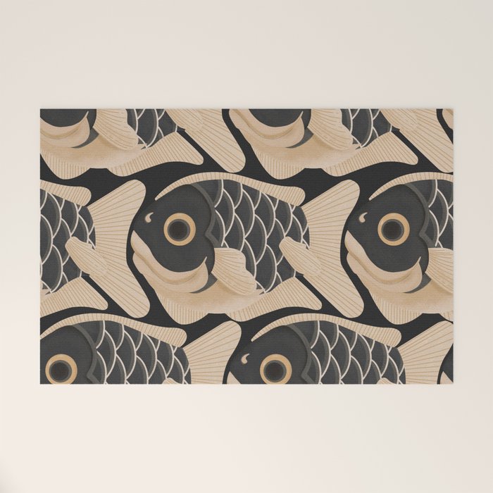 Japanese Koi Fish Pattern Welcome Mat Gallery Image 1