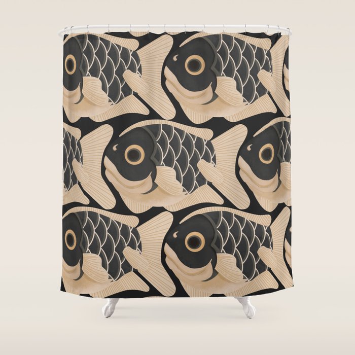 Japanese Koi Fish Pattern Shower Curtain Gallery Image 1