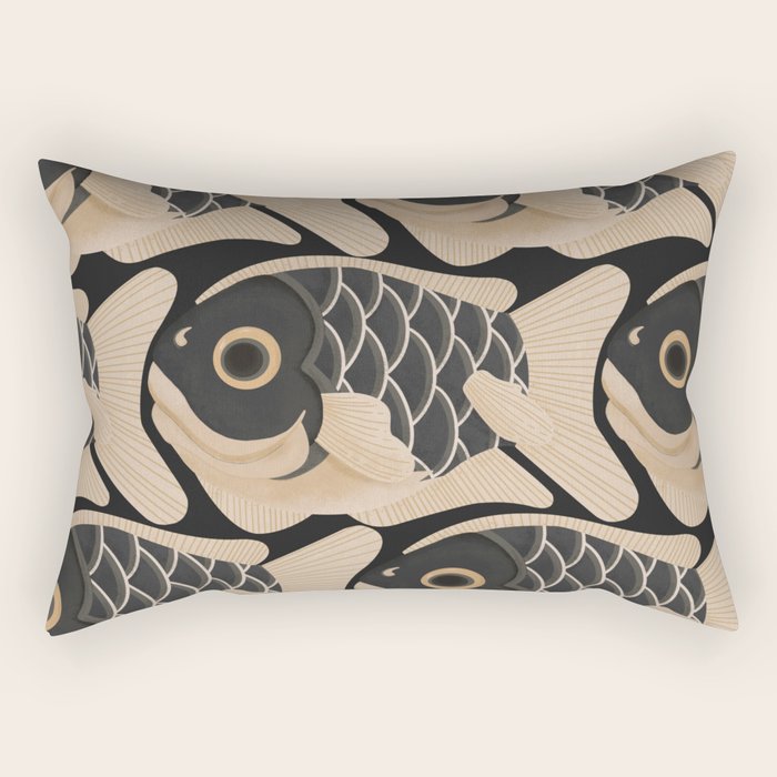 Japanese Koi Fish Pattern Rectangular Pillow Gallery Image 2