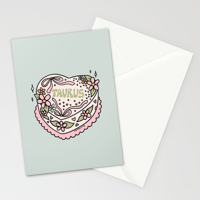 Taurus Heart Cake Stationery Card Gallery Image 2