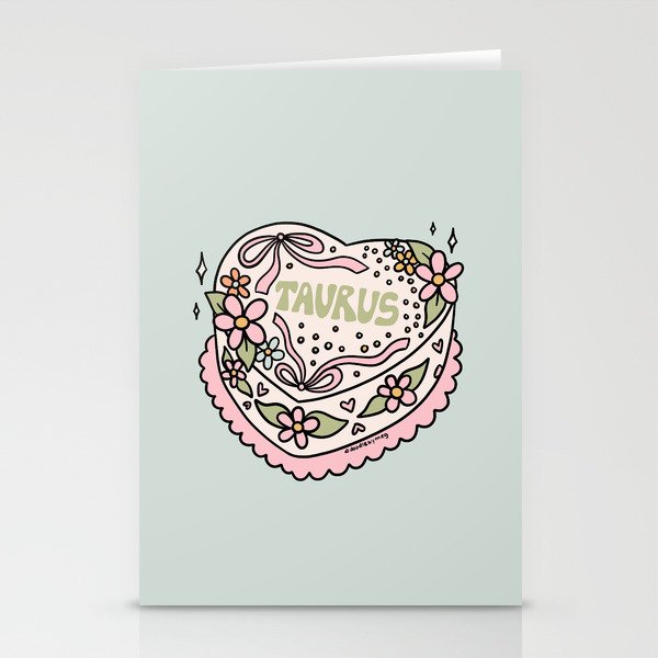 Taurus Heart Cake Stationery Card Gallery Image 2