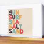 Sun Surf Sea Salt Sand Typography - Retro Rainbow Wall Mural Gallery Image 2