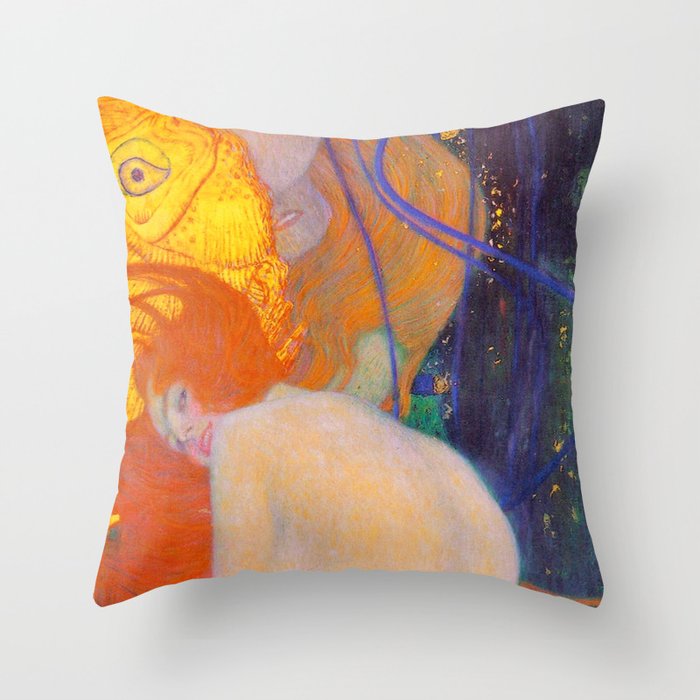 Gustav Klimt "Goldfische" (1) Throw Pillow Gallery Image 1